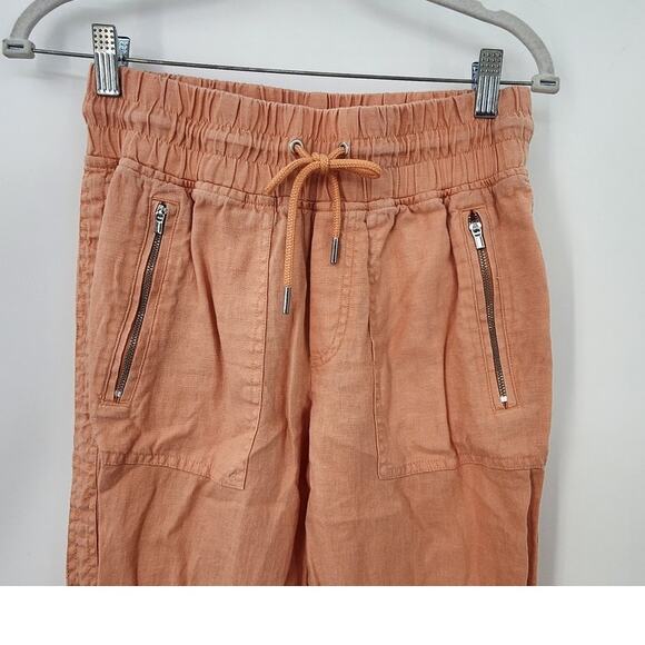 Athleta Cabo 100% Linen Pull On Orange Joggers‎ Size 2 - Picture 4 of 8